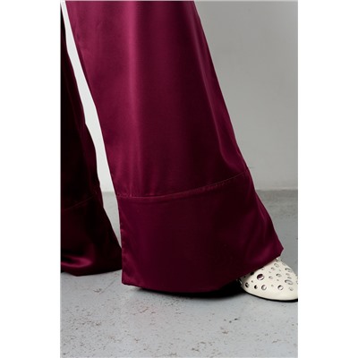 Брюки палаццо на резинке атласные 398BRD