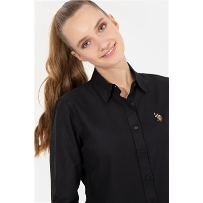 Kadın Siyah Uzun Kollu Basic Gömlek