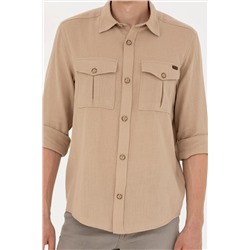 Erkek Kum Uzun Kollu Gömlek