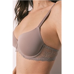 Sujetador clásico microfibra y encaje beige BEAUTIFUL