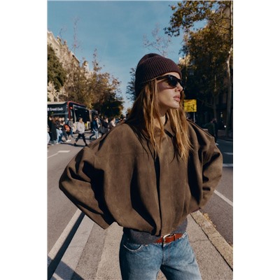 CHAQUETA BOMBER EFECTO ANTE