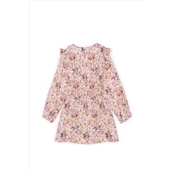 Kız Çocuk Krem Dokuma Elbise