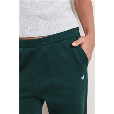 Pantalón flare felpa algodón verde