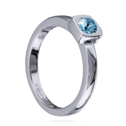 Кольцо Теннис (кристаллы SW аквамарин 4мм; покрытие родий), Есть комплект