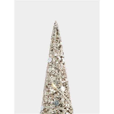 Ель-конус, 40 см, с подсветкой, полиэстер/металл, шампань, Celebration