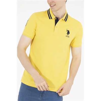 Erkek Koyu Sarı Basic Polo Yaka Tişört