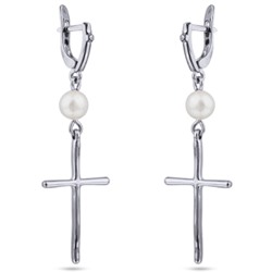 Серьги (жемчуг белый 8мм; покрытие родий), Есть комплект