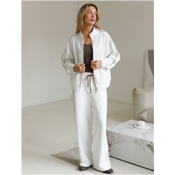 Свободный бомбер с лампасами на молнии из петельчатого футера двухнитки с эластаном