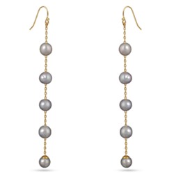 Серьги (жемчуг светло-серый 8мм; покрытие золото), Есть комплект