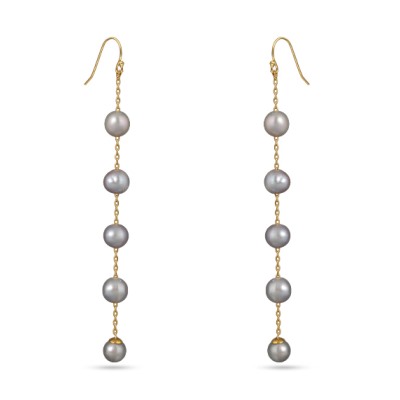 Серьги (жемчуг светло-серый 8мм; покрытие золото), Есть комплект