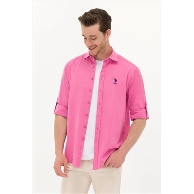 Erkek Pembe Uzun Kollu Basic Gömlek