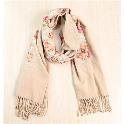 Мягкая, плюшевая, теплая, богато вышитая цветочная шаль/шарф для зимы
