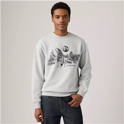 Model is 6'1", Waist 29", Wearing a Size M Relaxed Graphic Crewneck Sweatshirt