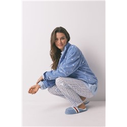Bata corta polar Mickey azul estampado