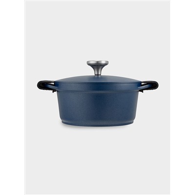 Кастрюля, 20 см, 2.4 л, с крышкой, с покрытием, алюминий, синяя, Agile