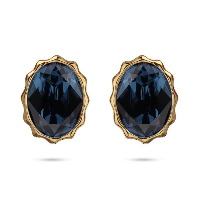 Пусеты Сияние (кристаллы SW темно-синие; покрытие золото), Есть комплект