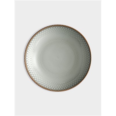 Тарелка суповая, 23х4,5 см, керамика, серо-бежевая, Серые ромбы, Mandala