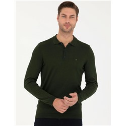 Koyu Yeşil Slim Fit Basic Kazak