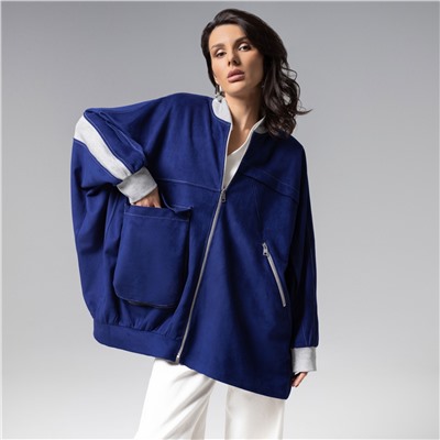 Бомбер из мягкой замши, Стильное вложение (oversize, S-M)