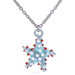 Кулон Морская звезда (муранское стекло морская свежесть; родий) 90см