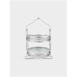 Подставка для пирожных, 20/20 см, 2 яруса, стекло/металл, Brittany