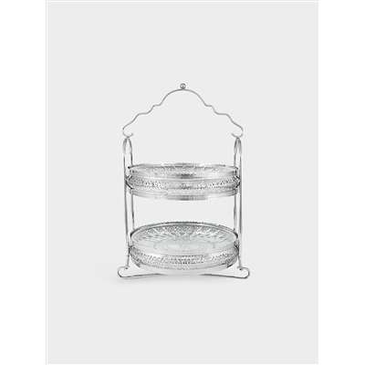 Подставка для пирожных, 20/20 см, 2 яруса, стекло/металл, Brittany