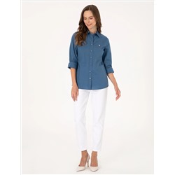 Açık İndigo Slim Fit Uzun Kollu Gömlek