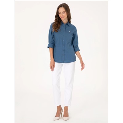 Açık İndigo Slim Fit Uzun Kollu Gömlek