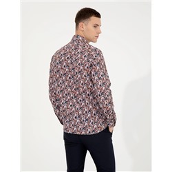 Turuncu Slim Fit Uzun Kollu Gömlek