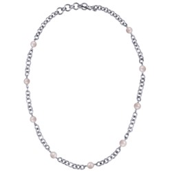 Колье Симбиоз (Майорка холодно-розовая 12мм; покрытие родий) 77-90см, Есть комплект
