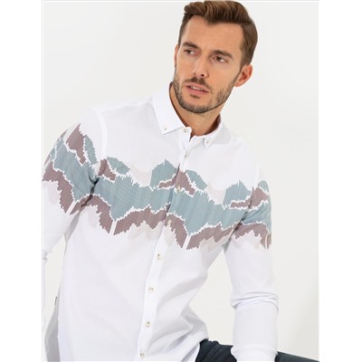 Yeşil Slim Fit Uzun Kollu Gömlek