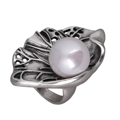 Кольцо (Майорка 14мм белая; покрытие античное серебро), Есть комплект