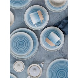 Тарелка обеденная, 27 см, керамика, голубая, Спираль, Azurro