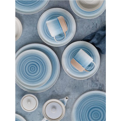 Тарелка обеденная, 27 см, керамика, голубая, Спираль, Azurro