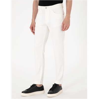 Ekru Slim Fit Jean Pantolon
