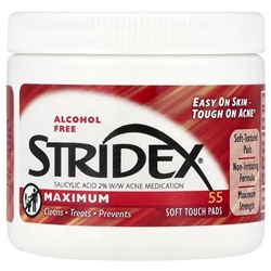 Stridex, Maximum, Alcohol Free, 55 Soft Touch Pads