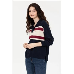 Kadın Lacivert V - Yaka Kazak