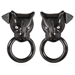 Серьги Пантера (кристаллы SW белые; покрытие черный родий), Есть комплект