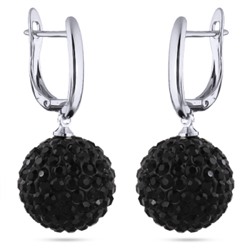 Серьги (кристаллы SW черные; покрытие родий)