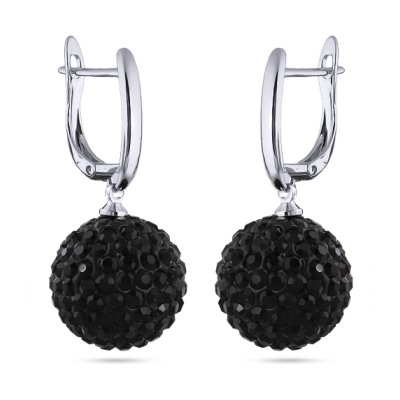 Серьги (кристаллы SW черные; покрытие родий)