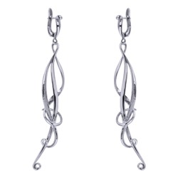 Серьги Узоры (покрытие родий), Есть комплект