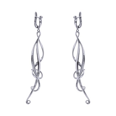 Серьги Узоры (покрытие родий), Есть комплект