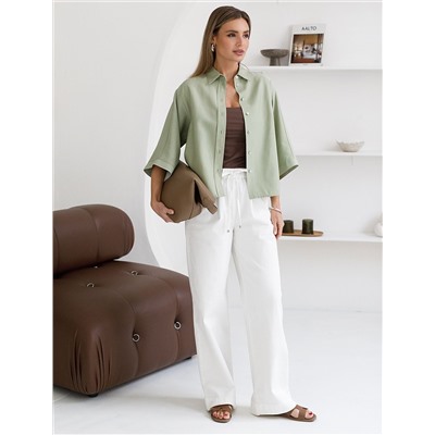 Блузка с широкими рукавами 3/4 из плотного лиоцелла