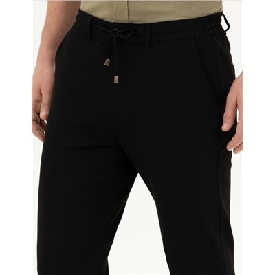 Siyah Carrot Fit Jogger Kanvas Pantolon