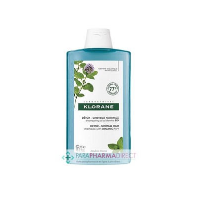 Klorane Menthe Aquatique BIO Shampoing Détox Cheveux Normaux 400ml
