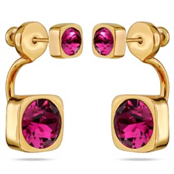 Серьги Теннис (кристаллы SW фуксия 4мм и 7мм; покрытие золото), Есть комплект