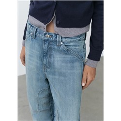 Jeans wideleg costuras decorativas