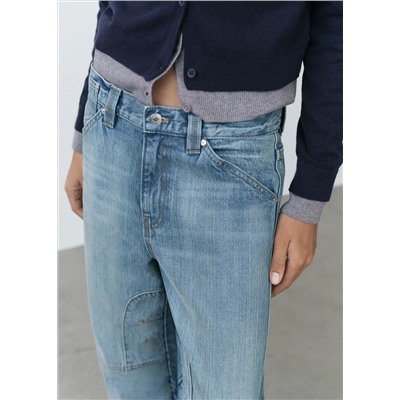 Jeans wideleg costuras decorativas
