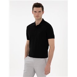 Siyah Regular Fit %100 Pamuk Polo Yaka Basic Tişört