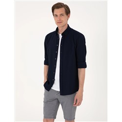 Lacivert Slim Fit Uzun Kollu Gömlek